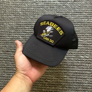 Vintage Navy Seabees Black Trucker Hat “Can Do”
